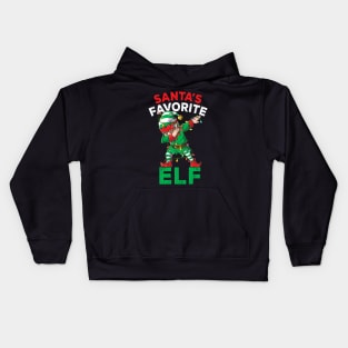 Funny Santa's Favorite Elf Squad Christmas Pajama Matching Kids Hoodie